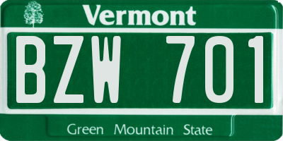VT license plate BZW701