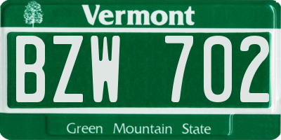 VT license plate BZW702
