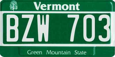 VT license plate BZW703