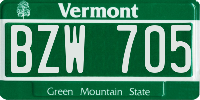 VT license plate BZW705