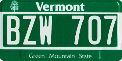 VT license plate BZW707