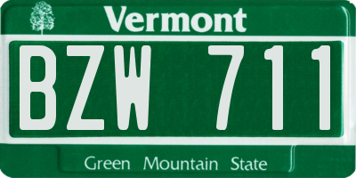 VT license plate BZW711
