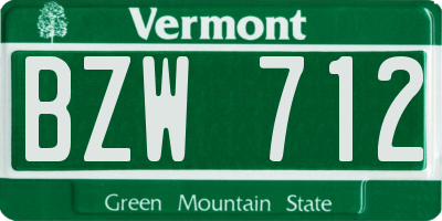 VT license plate BZW712