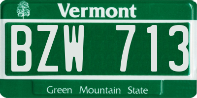 VT license plate BZW713