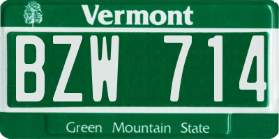 VT license plate BZW714