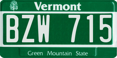 VT license plate BZW715