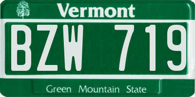 VT license plate BZW719