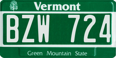 VT license plate BZW724