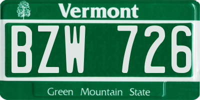 VT license plate BZW726