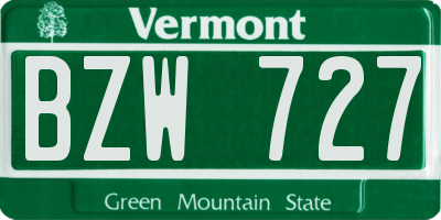 VT license plate BZW727