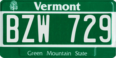 VT license plate BZW729