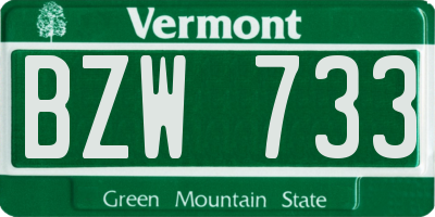 VT license plate BZW733