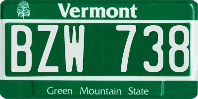 VT license plate BZW738