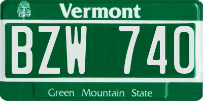 VT license plate BZW740