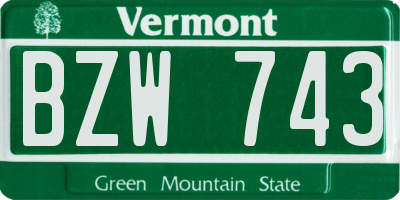 VT license plate BZW743
