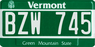 VT license plate BZW745