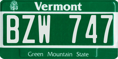 VT license plate BZW747