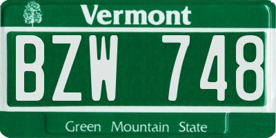 VT license plate BZW748