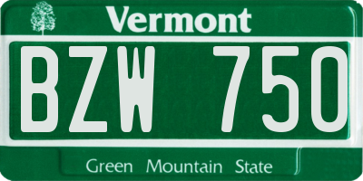 VT license plate BZW750