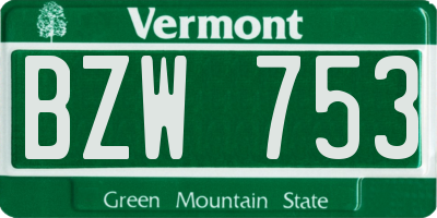 VT license plate BZW753