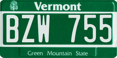 VT license plate BZW755