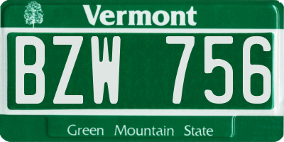 VT license plate BZW756