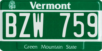 VT license plate BZW759