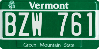 VT license plate BZW761