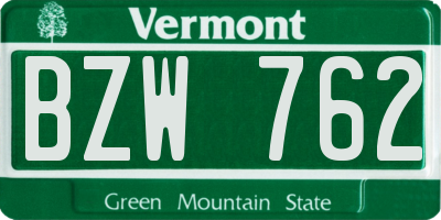 VT license plate BZW762