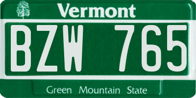 VT license plate BZW765