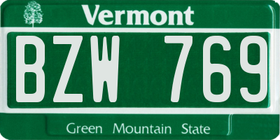 VT license plate BZW769