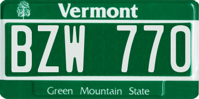 VT license plate BZW770