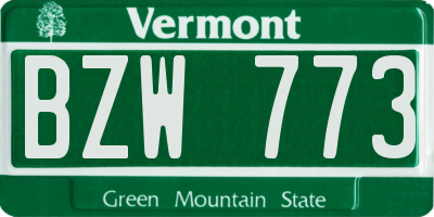 VT license plate BZW773