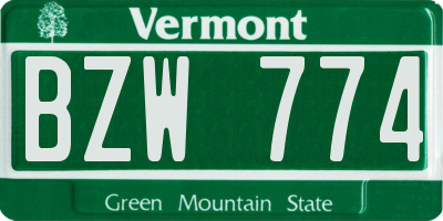 VT license plate BZW774