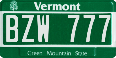 VT license plate BZW777