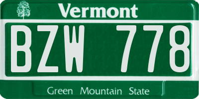 VT license plate BZW778
