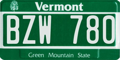 VT license plate BZW780