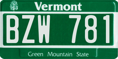 VT license plate BZW781