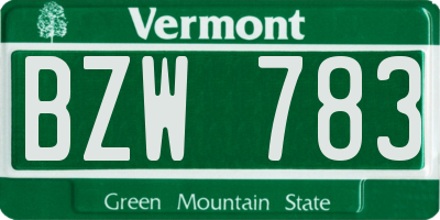 VT license plate BZW783