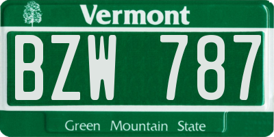 VT license plate BZW787