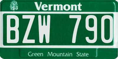 VT license plate BZW790