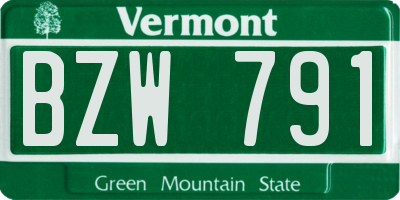 VT license plate BZW791