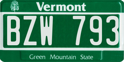 VT license plate BZW793