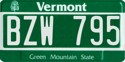 VT license plate BZW795