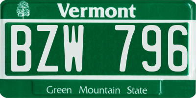 VT license plate BZW796