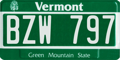 VT license plate BZW797