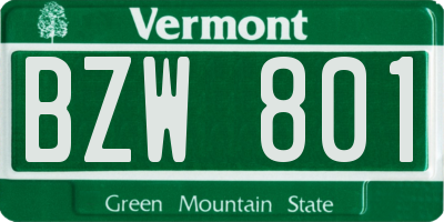 VT license plate BZW801