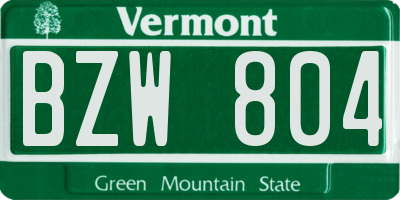 VT license plate BZW804