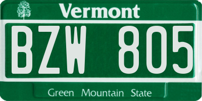 VT license plate BZW805