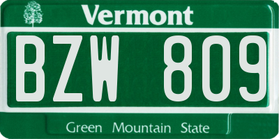 VT license plate BZW809